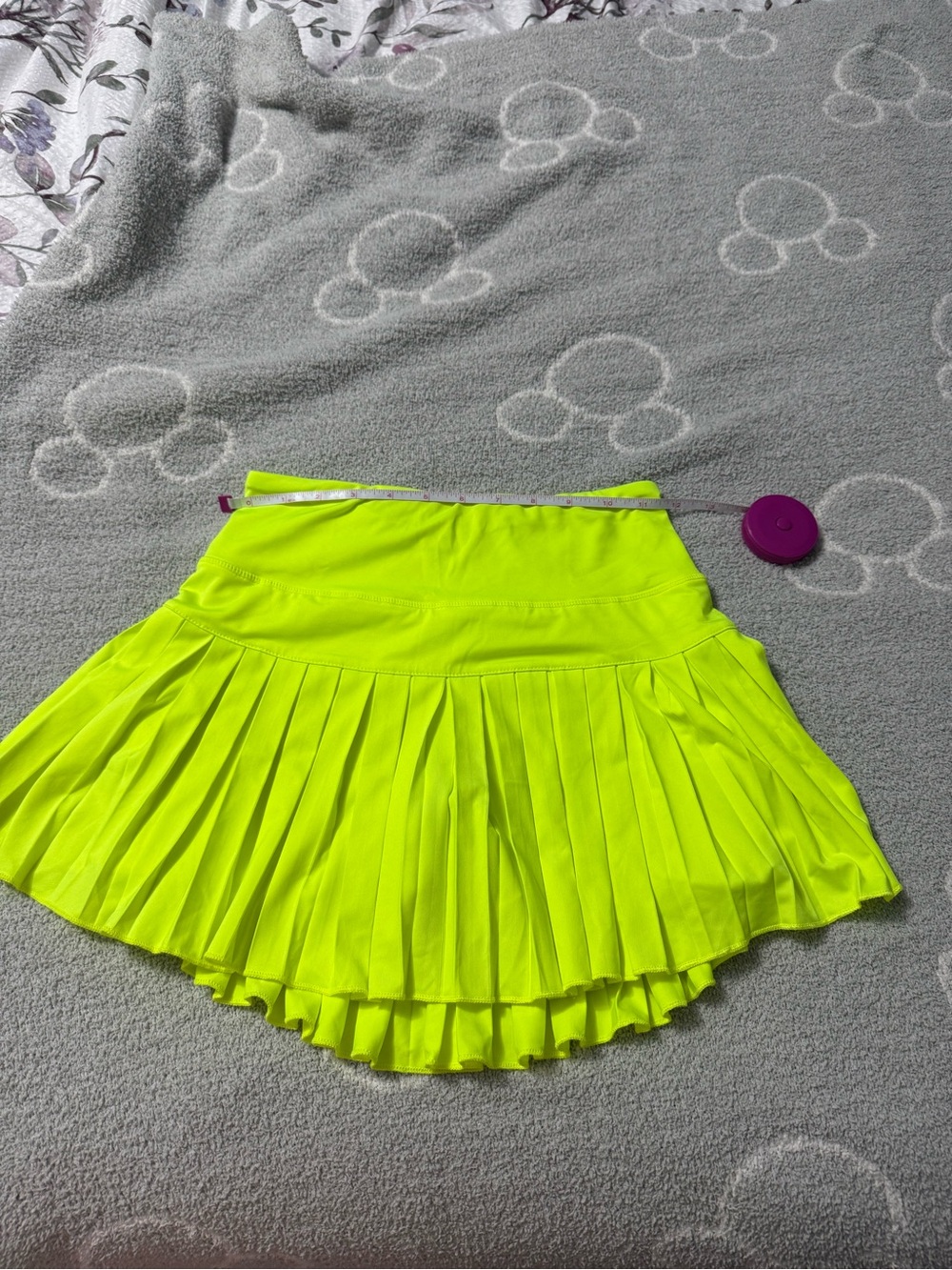 Source Unknown Neon Yellow Pleated Skater Skirt-(A1)